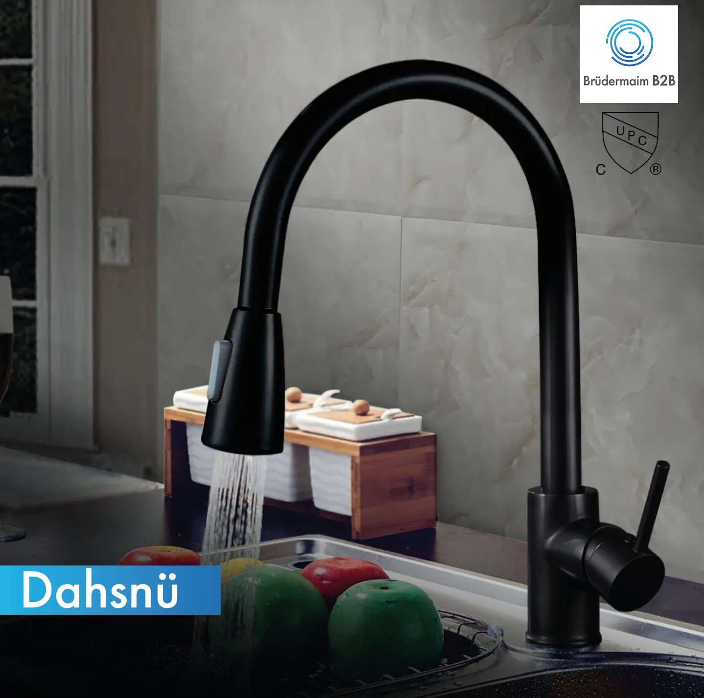 Dahsnu Matte Black Pull-Down Kitchen Faucet - 6pcs/Box | Brudermaim B2B 